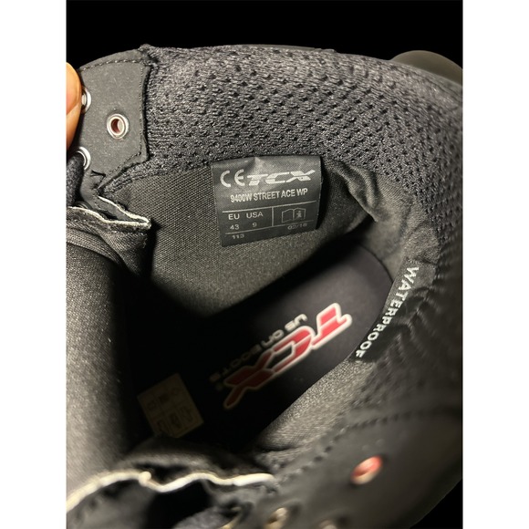 TCX 9400W Street Ace WP Black Motorcycle Ankle Boots Men's US Size 9 EU 43 - Picture 4 of 6